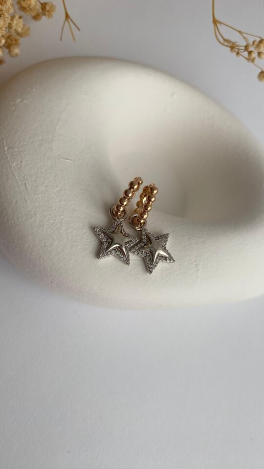 Yıldız uçlu mini halka küpe