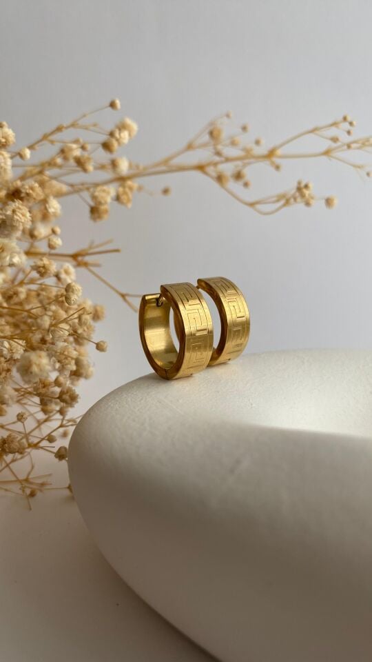 Üstü pana desenli çelik halka küpe