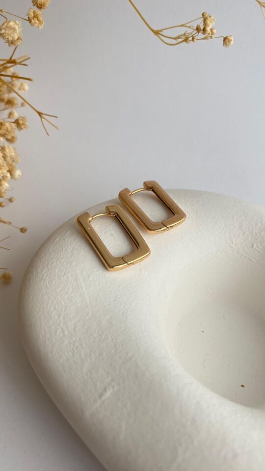 Rose gold dikdörtgen formlu küpe