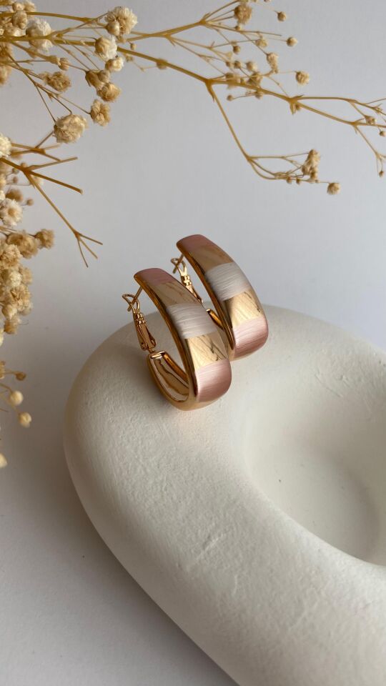 Renk geçişli kalın oval küpe