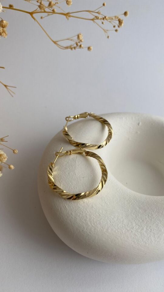 14k gold burgulu halka küpe