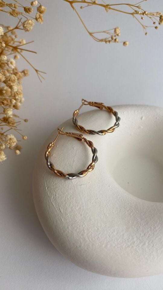 Gold silver burgulu halka küpe