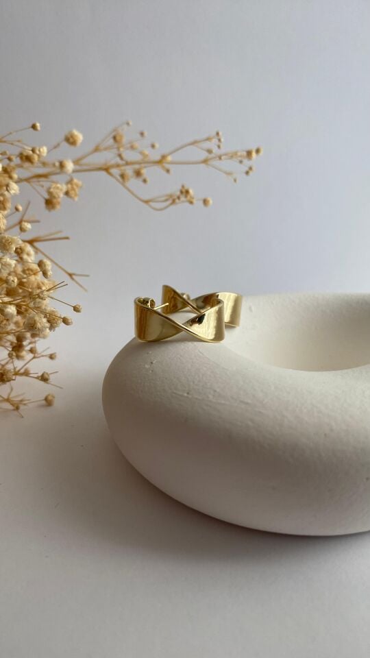 14k gold tek burgulu halka küpe