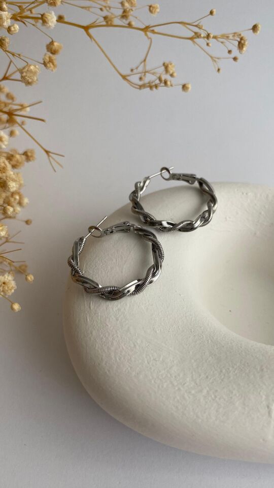 Silver burgulu halka küpe
