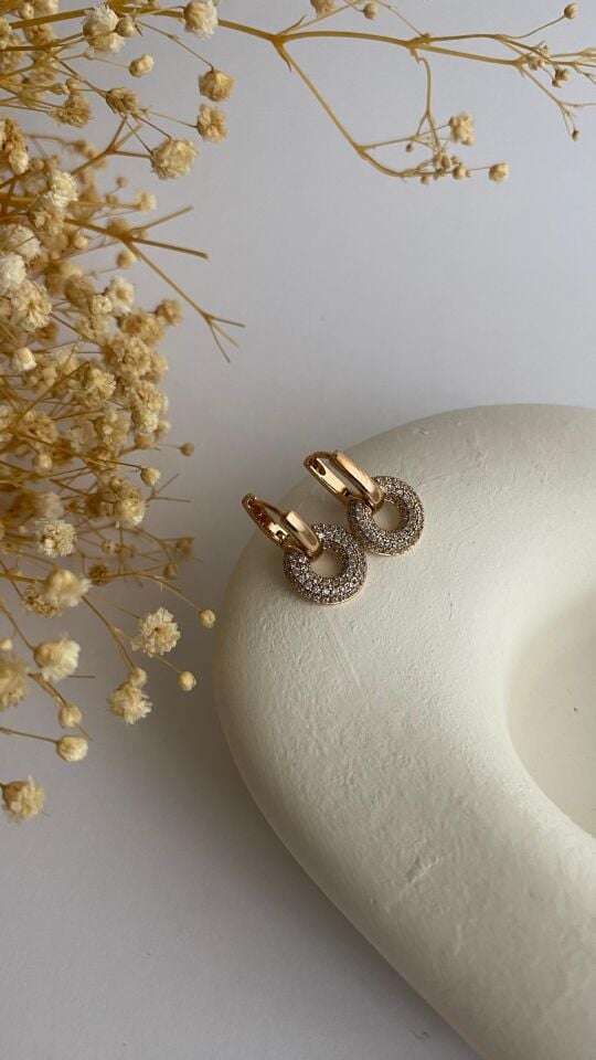 Mini halka uçlu taşlı küpe