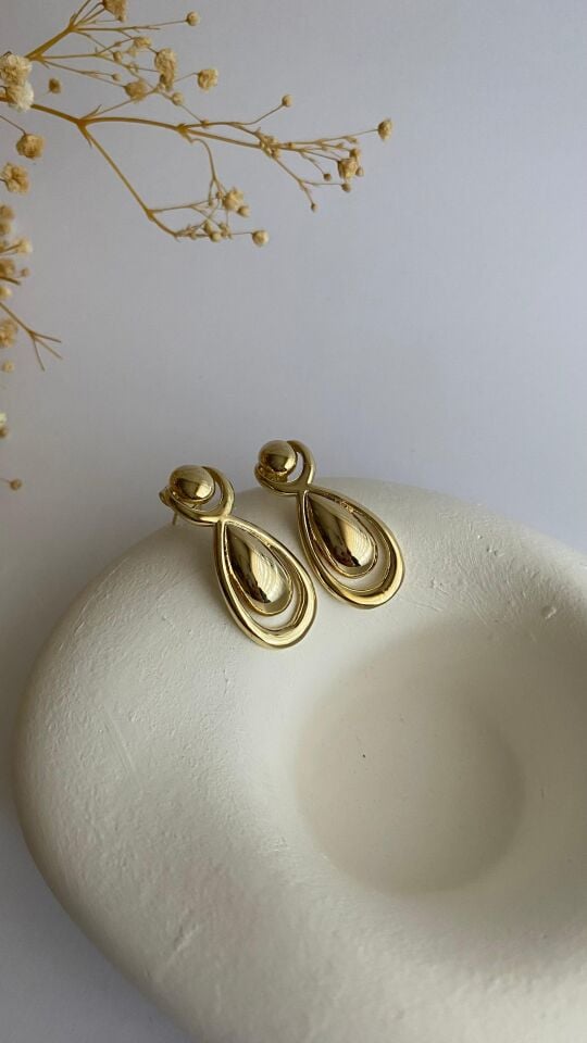 Gold damla çelik küpe