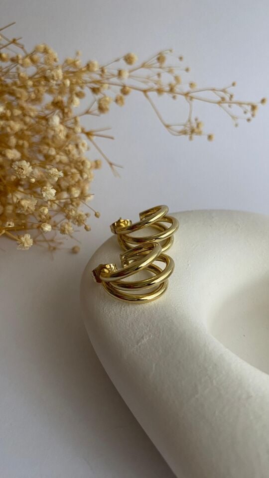 14k üç halkalı küpe