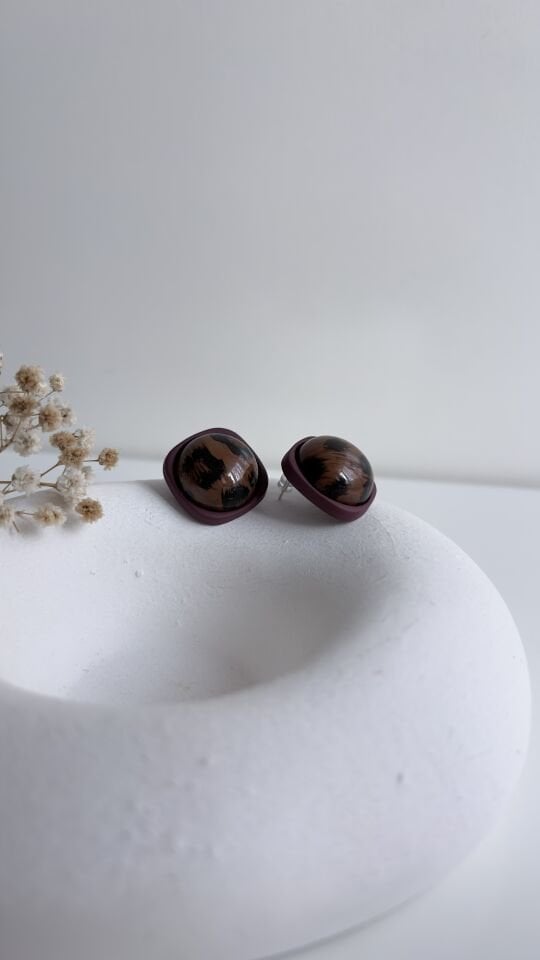 Leopar küpe (bordo)