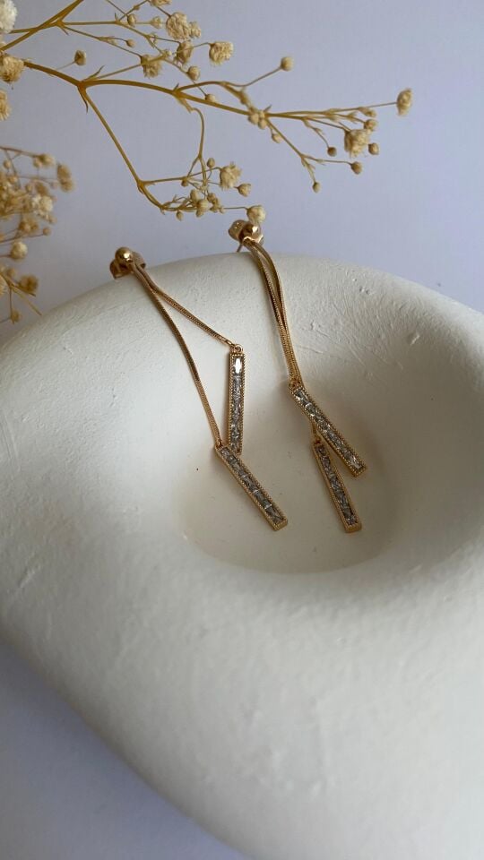 Rose gold uzun sallantılı küpe