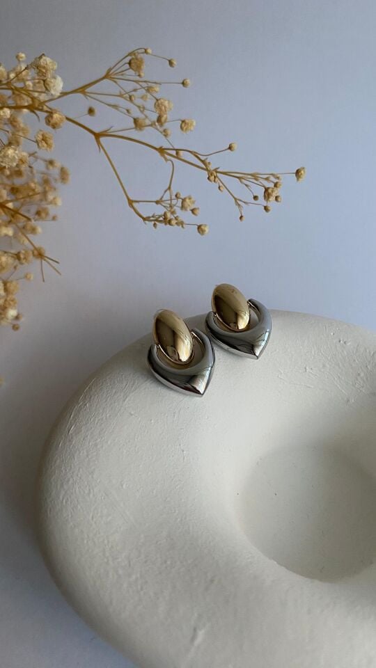 Gold silver damla sallantılı küpe