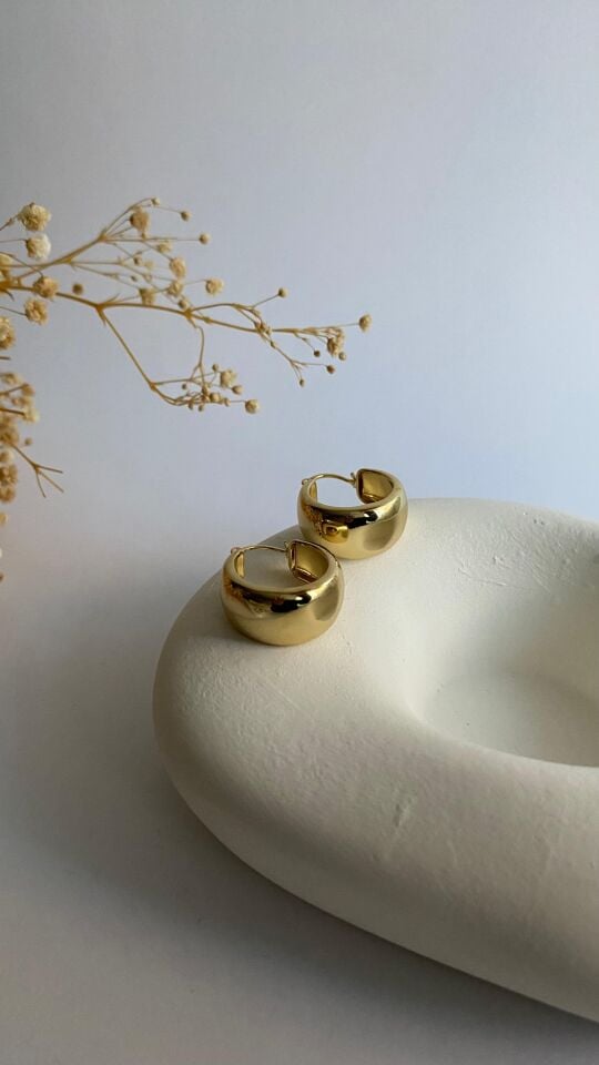 14k Gold kalın klasik halka küpe