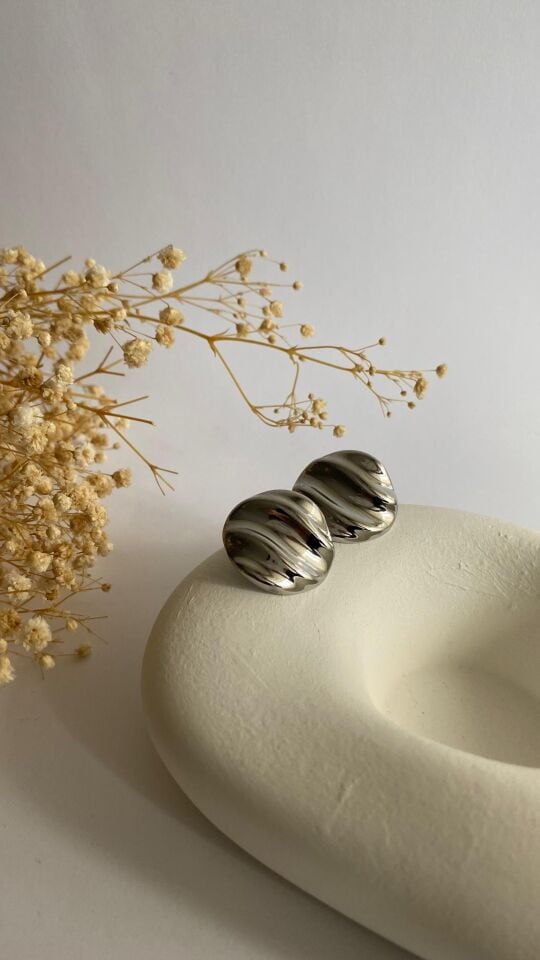 Silver düğme küpe