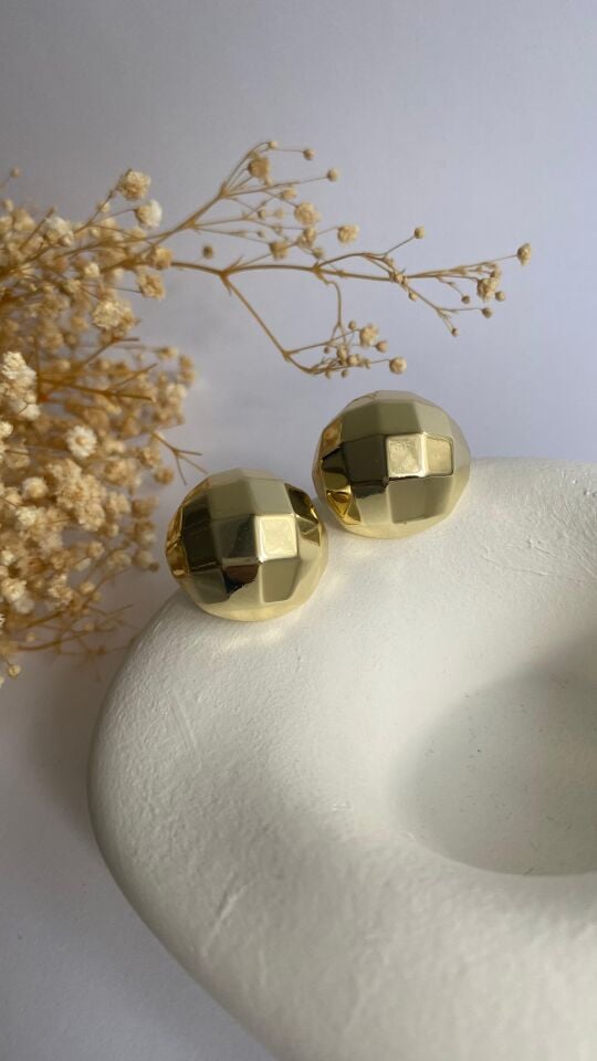 14k Gold yarım disco topu küpe