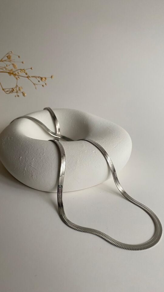 Silver ezme çelik kolye 60 cm.