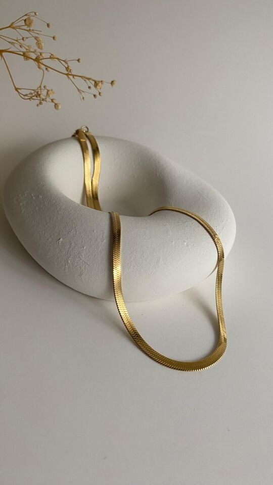 Gold ezme çelik kolye 40 cm.