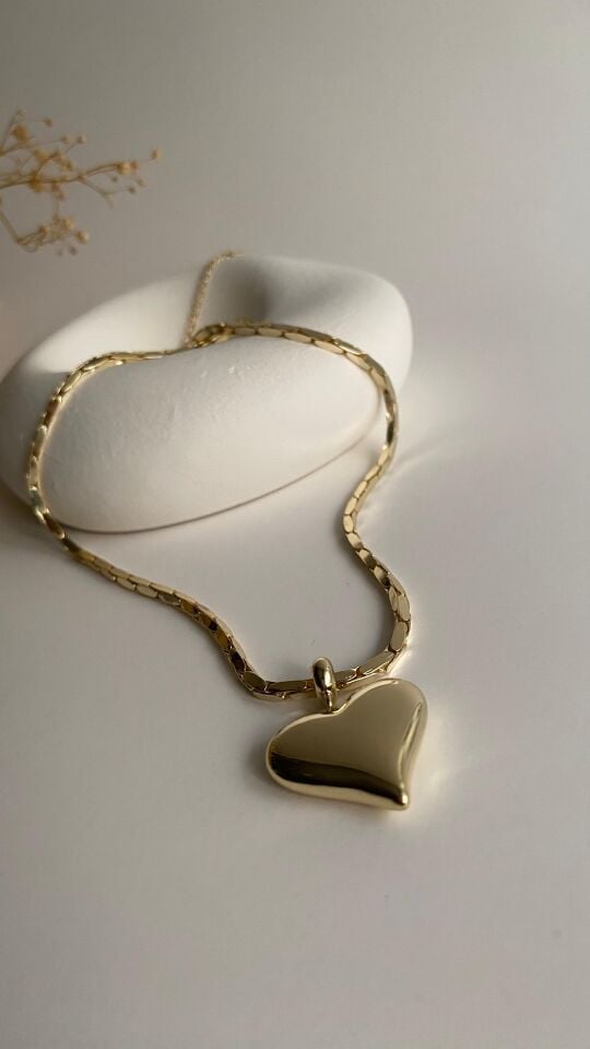 Gold kalp uçlu premium kolye