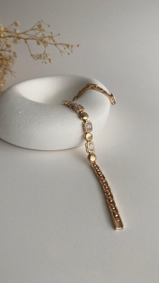 Rose gold ortası taşlı bileklik