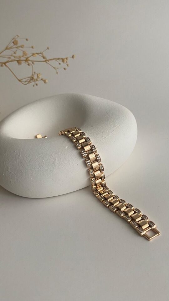 Rose gold taşlı geçmeli bileklik