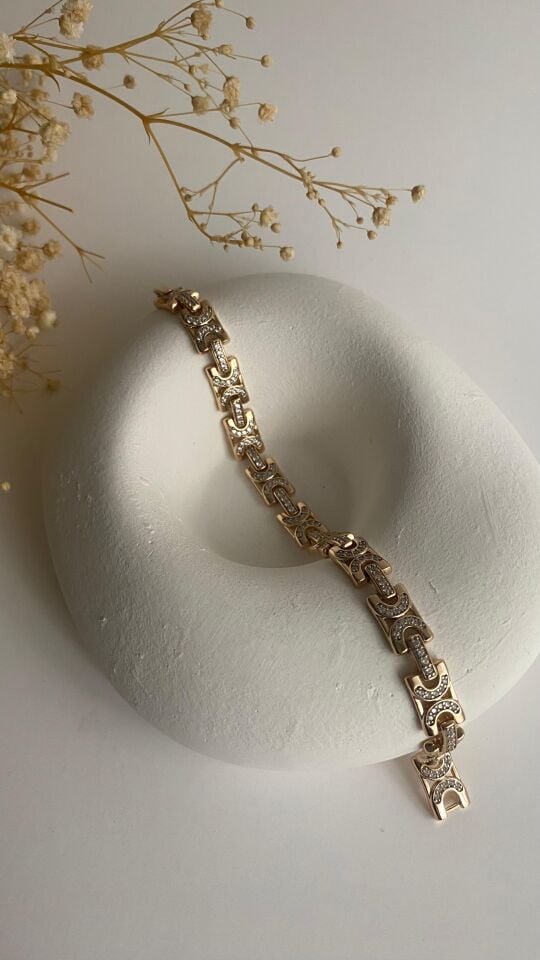Rose gold parantez taşlı bileklik