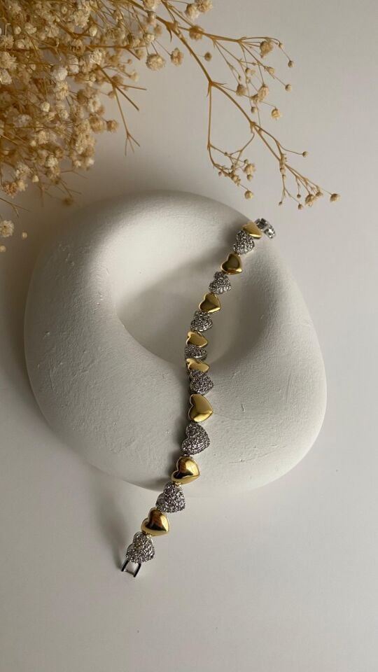 Gold silver kalpli taşlı bileklik