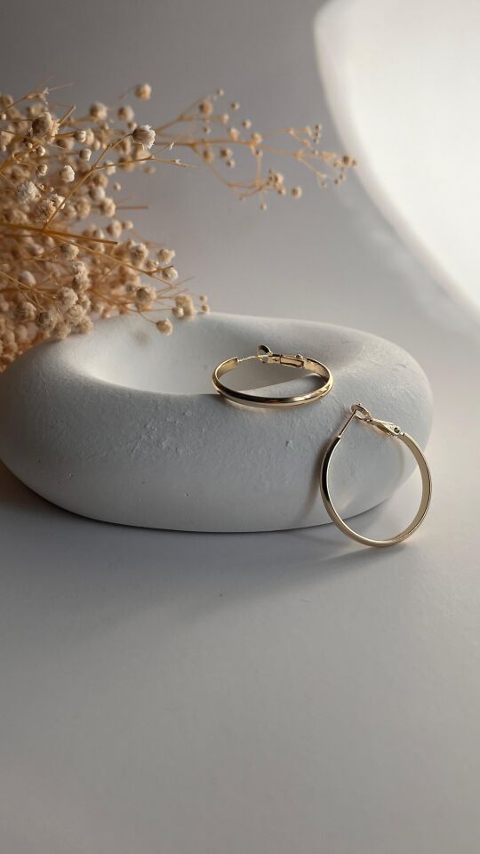 14K gold klasik halka küpe