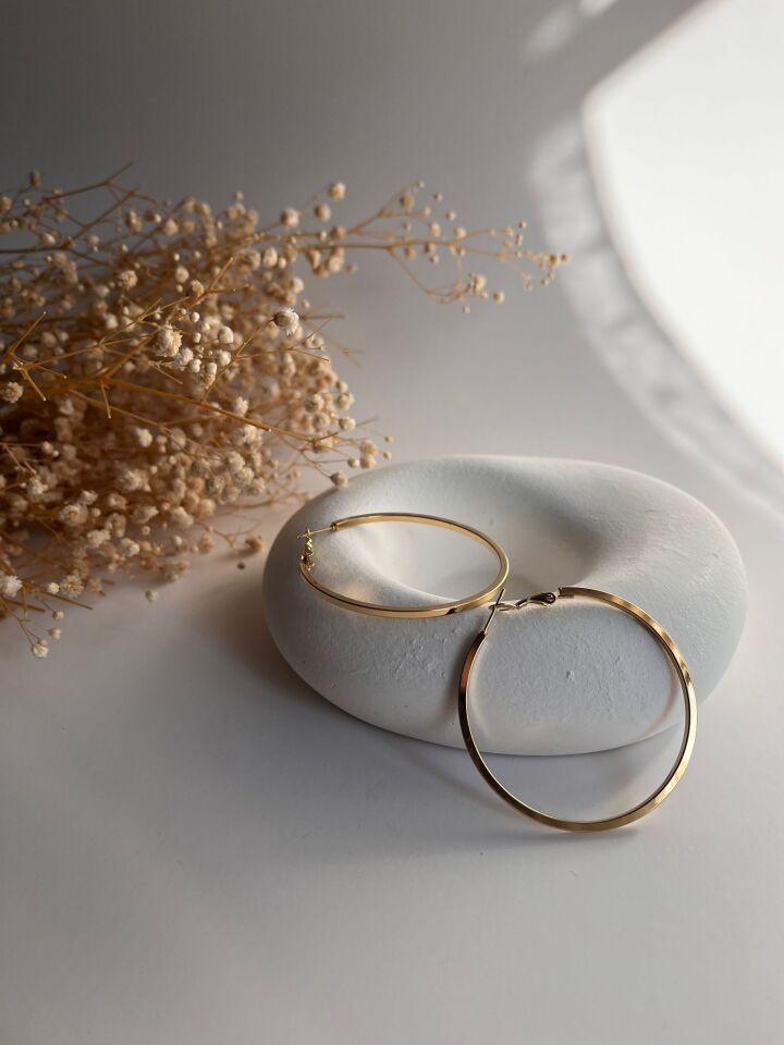 Gold çelik halka küpe