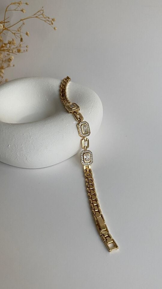 Baget taşlı  gold bileklik