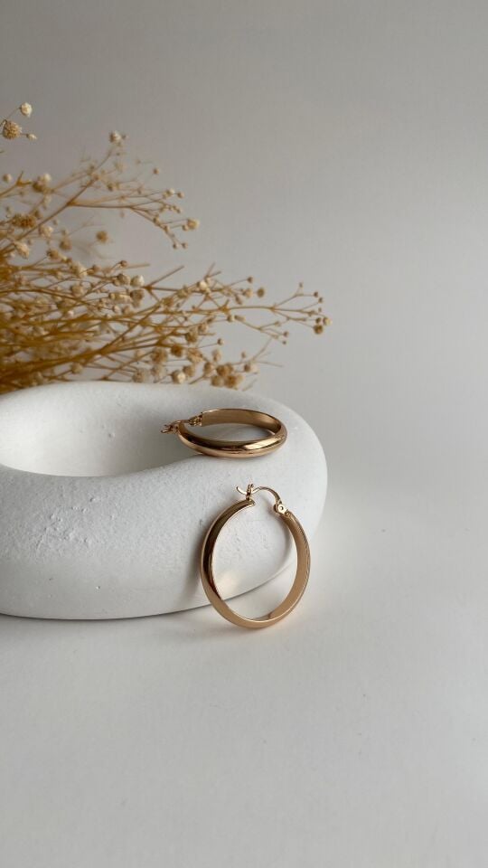 Rose gold klasik halka küpe