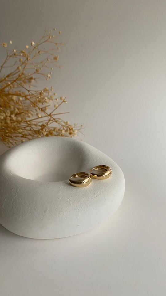 Bombeli halka rose gold küpe