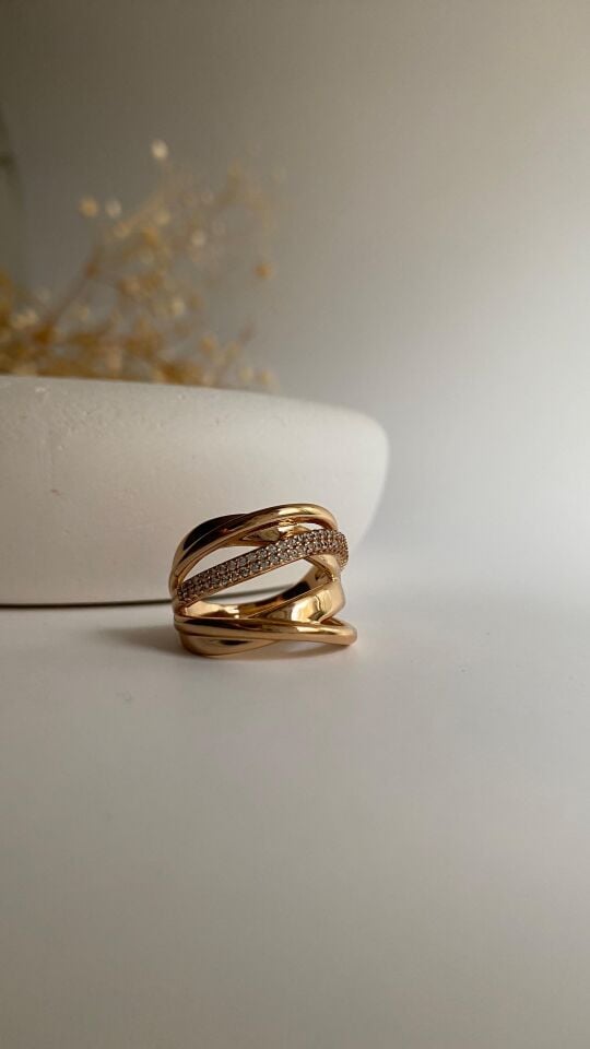 Cross rose gold yüzük