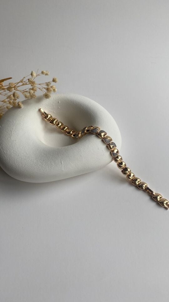 Rose gold yarı taşlı bileklik