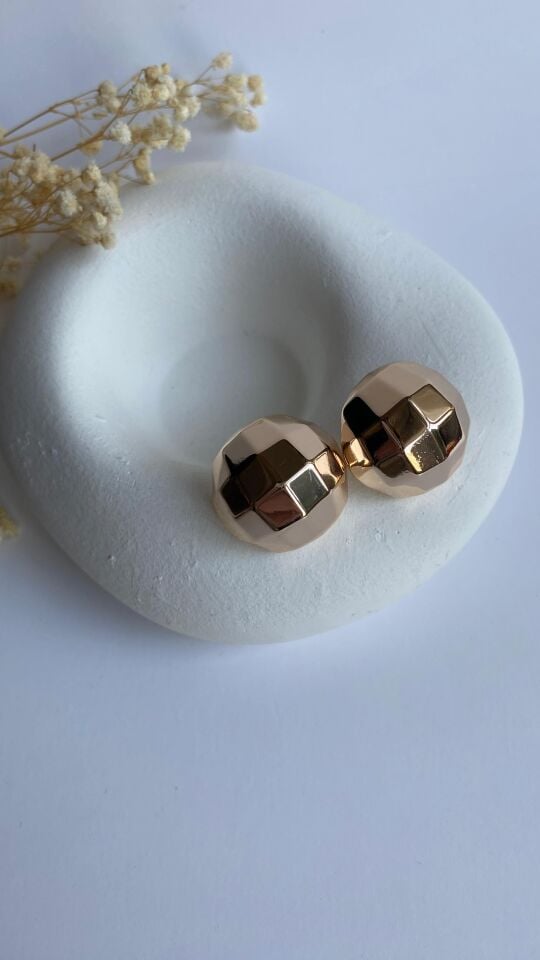 Rose gold yarım disco topu küpe