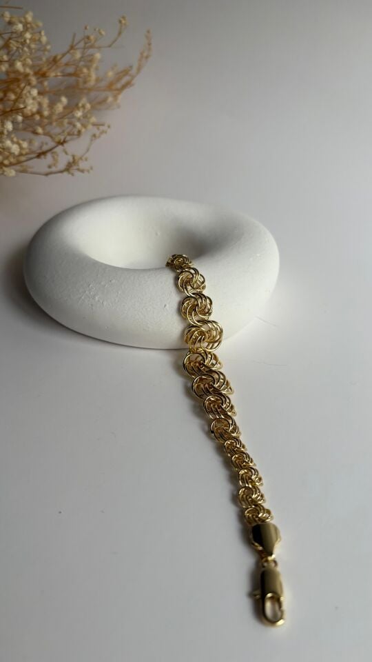 Çelik  gold sarmal form bileklik