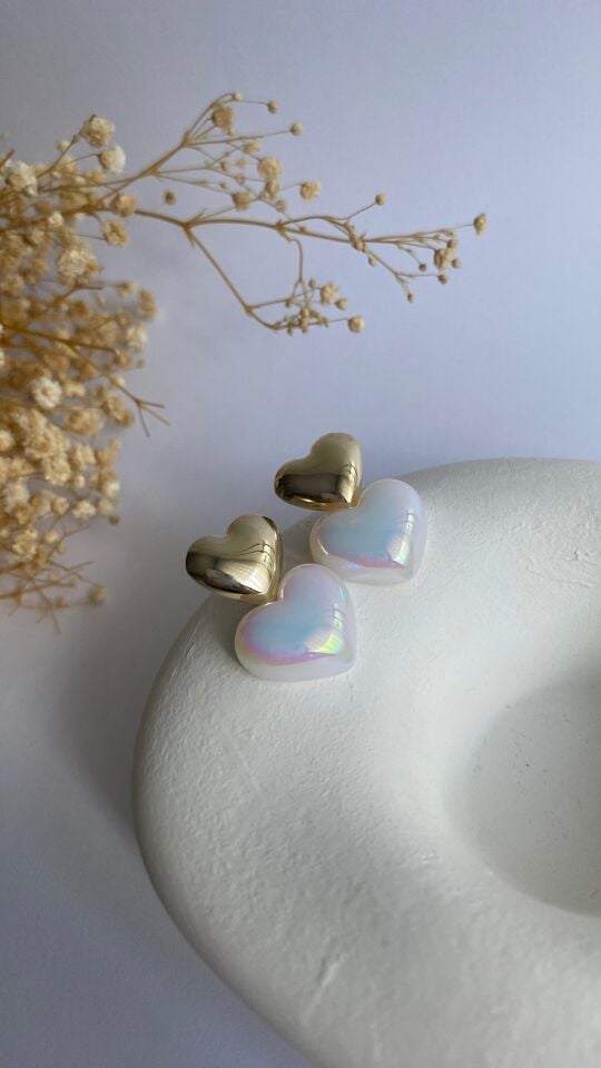 14 K kalp & sedef küpe