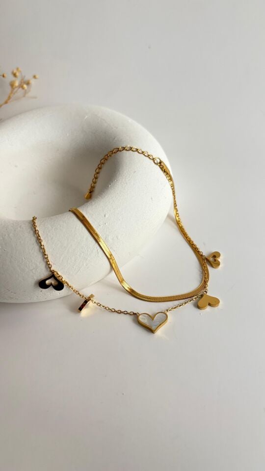 Kalp uçlu gold halhal