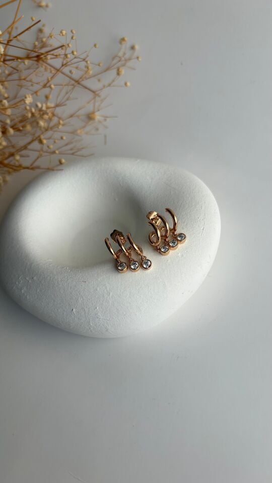 Rose Gold Trio küpe